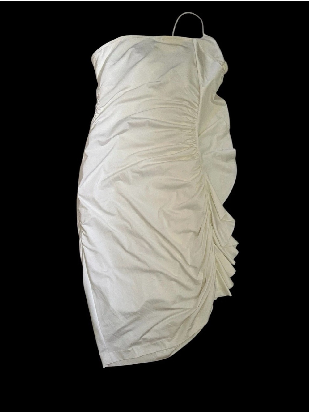 Cache Strapless White Ruched Asymmetric Cocktail Dress
